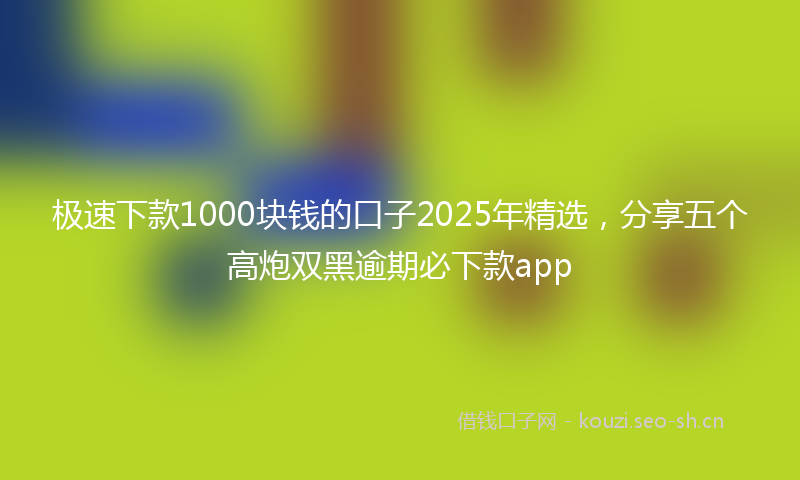极速下款1000块钱的口子2025年精选,分享五个高炮双黑逾期必下款app