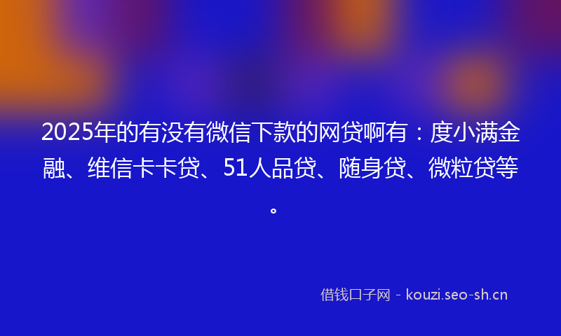 2025年的有没有微信下款的网贷啊有：度小满金融、维信卡卡贷、51人品贷、随身贷、微粒贷等。