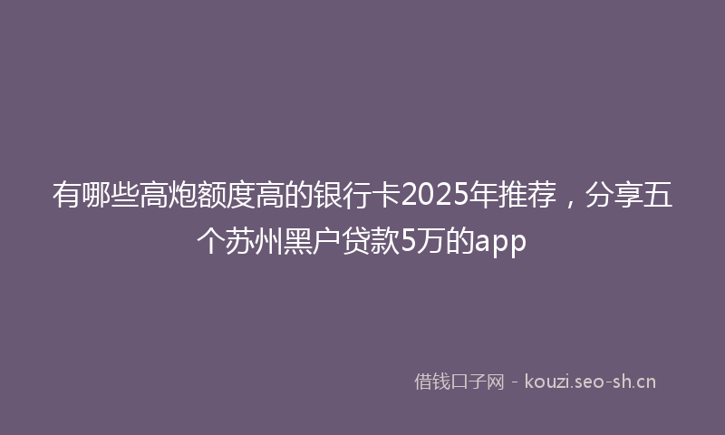有哪些高炮额度高的银行卡2025年推荐，分享五个苏州黑户贷款5万的app