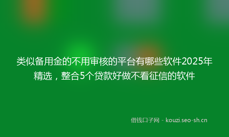 类似备用金的不用审核的平台有哪些软件2025年精选，整合5个贷款好做不看征信的软件
