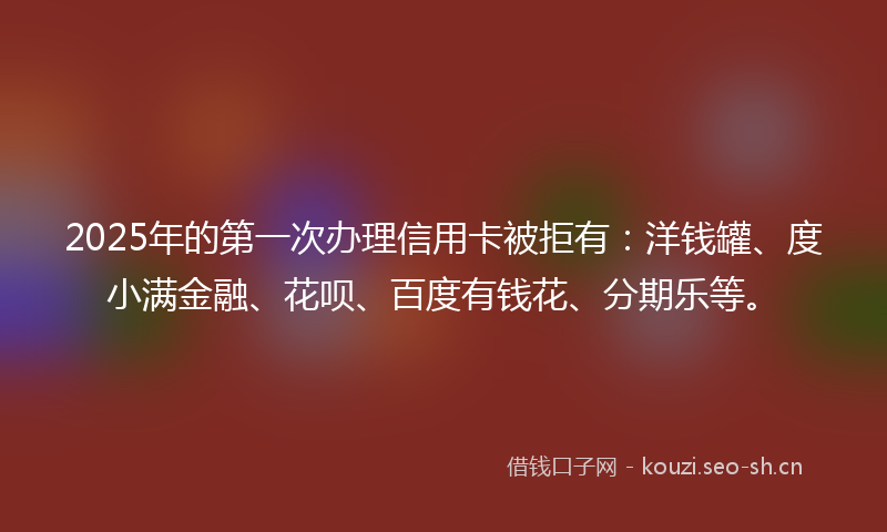 2025年的第一次办理信用卡被拒有:洋钱罐、度小满金融、花呗、百度有钱花、分期乐等。