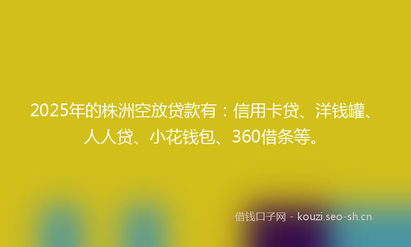 2025年的株洲空放贷款有：信用卡贷、洋钱罐、人人贷、小花钱包、360借条等。