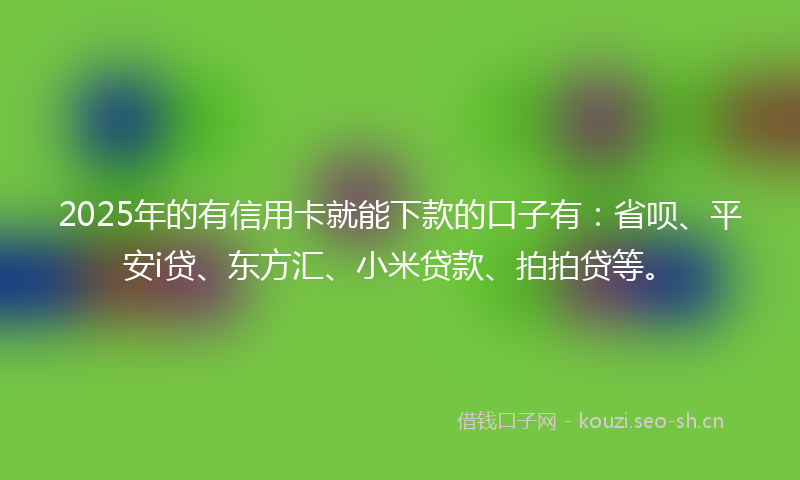2025年的有信用卡就能下款的口子有：省呗、平安i贷、东方汇、小米贷款、拍拍贷等。