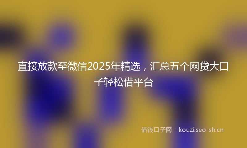 直接放款至微信2025年精选，汇总五个网贷大口子轻松借平台