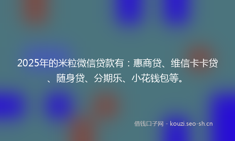 2025年的米粒微信贷款有：惠商贷、维信卡卡贷、随身贷、分期乐、小花钱包等。