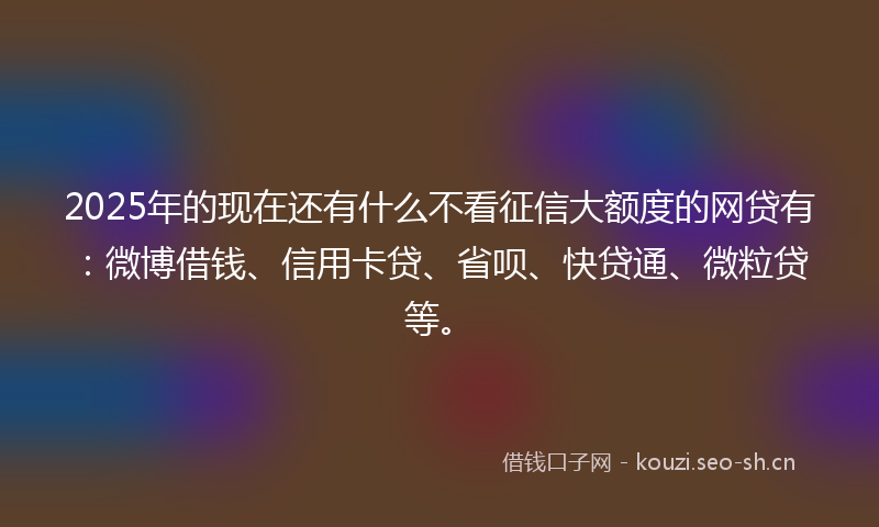 2025年的现在还有什么不看征信大额度的网贷有：微博借钱、信用卡贷、省呗、快贷通、微粒贷等。