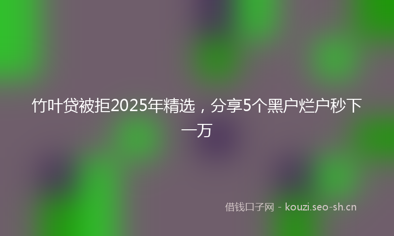 竹叶贷被拒2025年精选，分享5个黑户烂户秒下一万