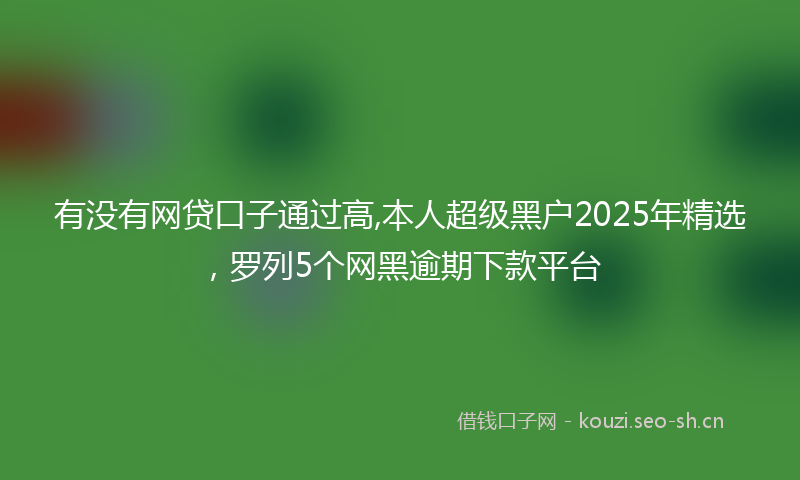 有没有网贷口子通过高,本人超级黑户2025年精选，罗列5个网黑逾期下款平台
