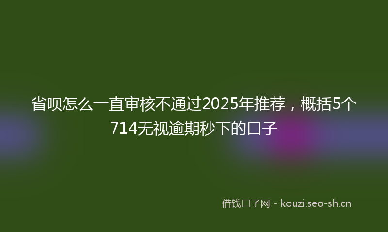 省呗怎么一直审核不通过2025年推荐,概括5个714无视逾期秒下的口子