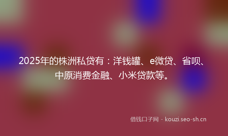 2025年的株洲私贷有：洋钱罐、e微贷、省呗、中原消费金融、小米贷款等。