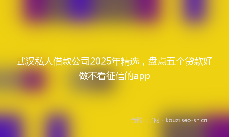 武汉私人借款公司2025年精选,盘点五个贷款好做不看征信的app