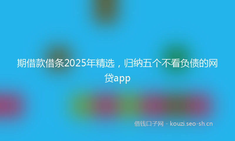 期借款借条2025年精选，归纳五个不看负债的网贷app