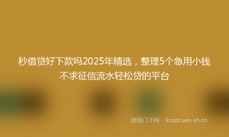 秒借贷好下款吗2025年精选，整理5个急用小钱不求征信流水轻松贷的平台