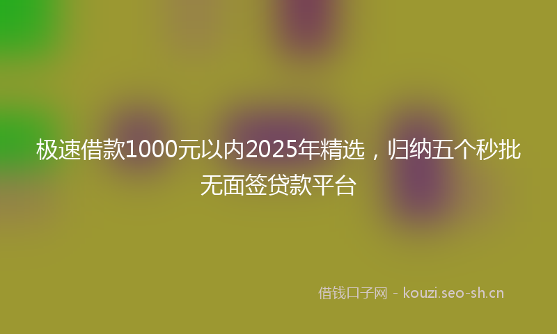 极速借款1000元以内2025年精选，归纳五个秒批无面签贷款平台