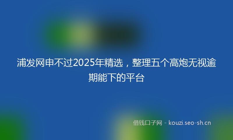 浦发网申不过2025年精选，整理五个高炮无视逾期能下的平台