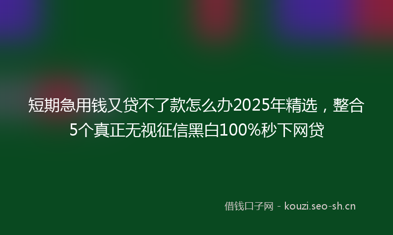 短期急用钱又贷不了款怎么办2025年精选，整合5个真正无视征信黑白100%秒下网贷