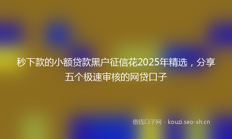 秒下款的小额贷款黑户征信花2025年精选，分享五个极速审核的网贷口子