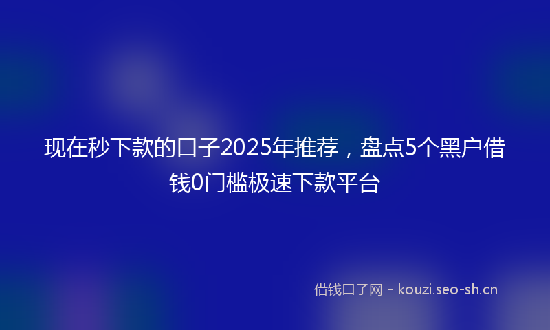现在秒下款的口子2025年推荐，盘点5个黑户借钱0门槛极速下款平台