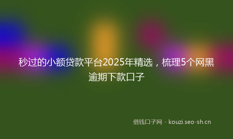 秒过的小额贷款平台2025年精选，梳理5个网黑逾期下款口子