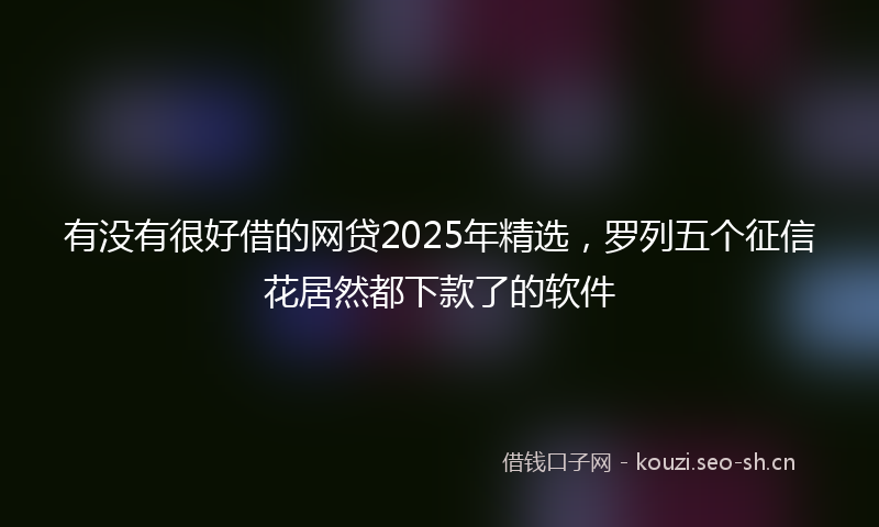 有没有很好借的网贷2025年精选，罗列五个征信花居然都下款了的软件