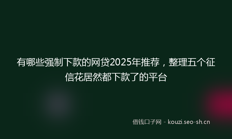 有哪些强制下款的网贷2025年推荐，整理五个征信花居然都下款了的平台