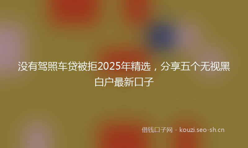 没有驾照车贷被拒2025年精选，分享五个无视黑白户最新口子