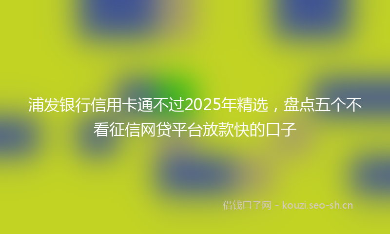 浦发银行信用卡通不过2025年精选，盘点五个不看征信网贷平台放款快的口子