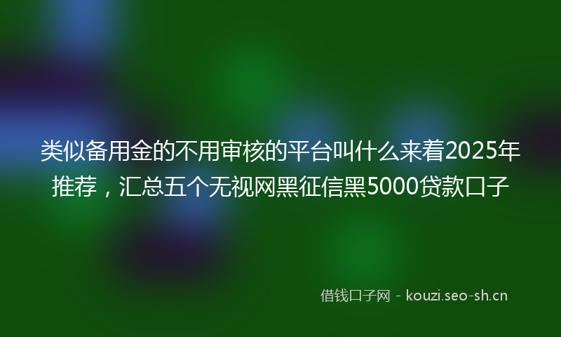 类似备用金的不用审核的平台叫什么来着2025年推荐,汇总五个无视网黑征信黑5000贷款口子
