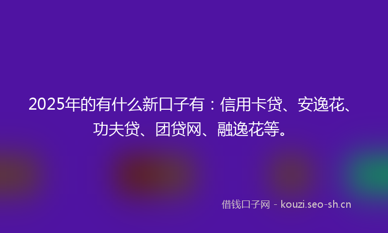 2025年的有什么新口子有：信用卡贷、安逸花、功夫贷、团贷网、融逸花等。
