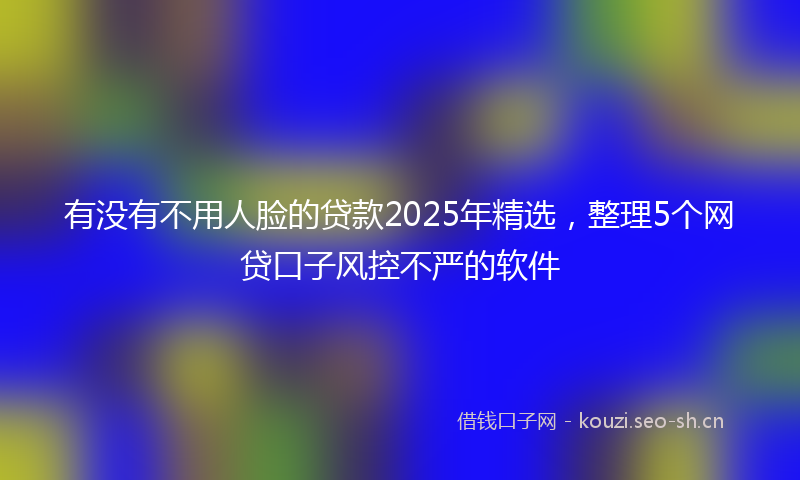 有没有不用人脸的贷款2025年精选,整理5个网贷口子风控不严的软件