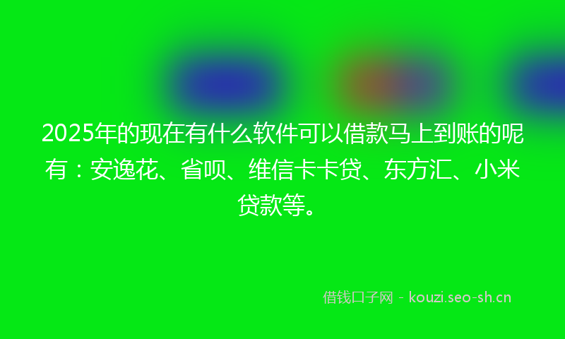 2025年的现在有什么软件可以借款马上到账的呢有：安逸花、省呗、维信卡卡贷、东方汇、小米贷款等。