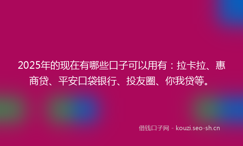 2025年的现在有哪些口子可以用有：拉卡拉、惠商贷、平安口袋银行、投友圈、你我贷等。