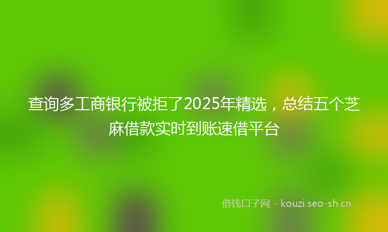 查询多工商银行被拒了2025年精选，总结五个芝麻借款实时到账速借平台