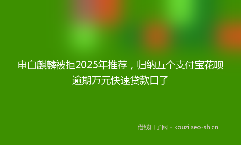 申白麒麟被拒2025年推荐，归纳五个支付宝花呗逾期万元快速贷款口子