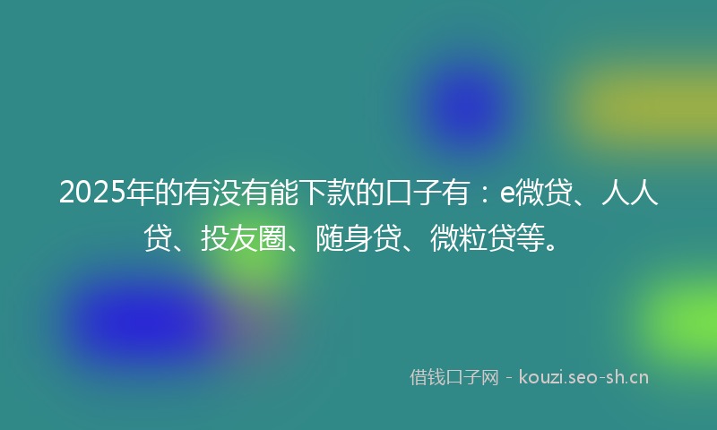 2025年的有没有能下款的口子有：e微贷、人人贷、投友圈、随身贷、微粒贷等。