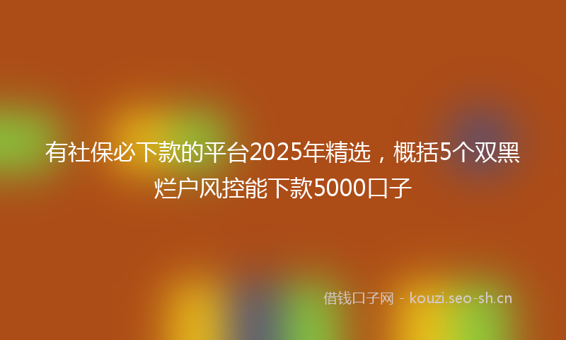 有社保必下款的平台2025年精选，概括5个双黑烂户风控能下款5000口子