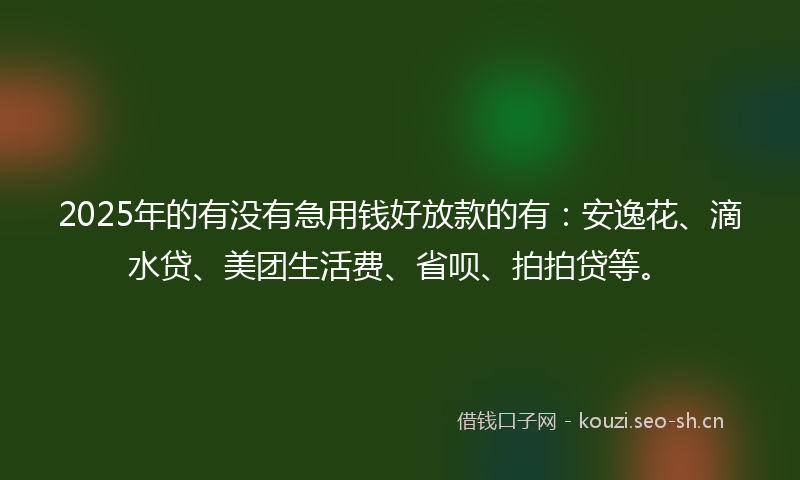 2025年的有没有急用钱好放款的有：安逸花、滴水贷、美团生活费、省呗、拍拍贷等。
