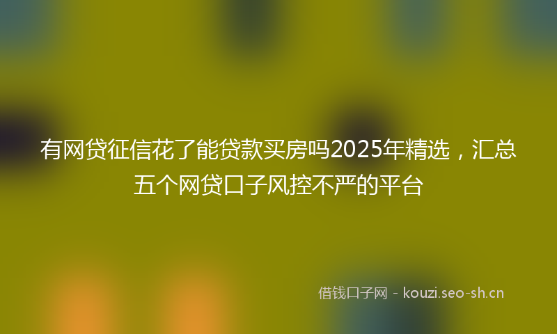有网贷征信花了能贷款买房吗2025年精选，汇总五个网贷口子风控不严的平台