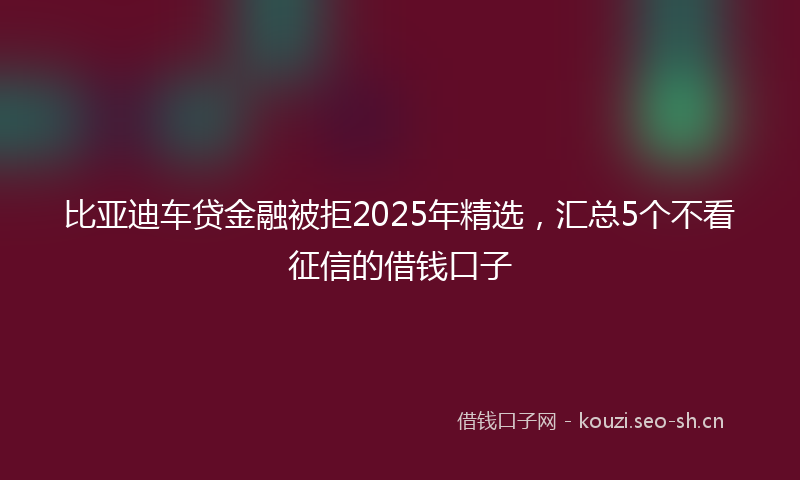 比亚迪车贷金融被拒2025年精选，汇总5个不看征信的借钱口子