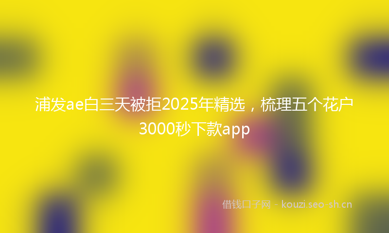 浦发ae白三天被拒2025年精选，梳理五个花户3000秒下款app