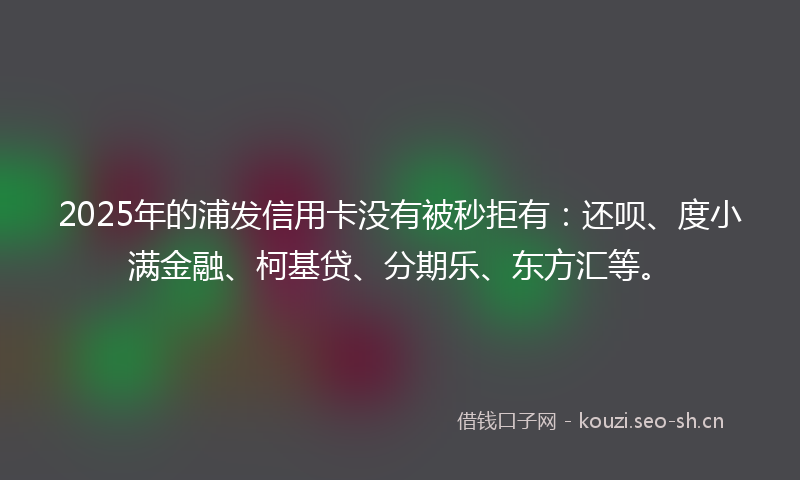 2025年的浦发信用卡没有被秒拒有：还呗、度小满金融、柯基贷、分期乐、东方汇等。