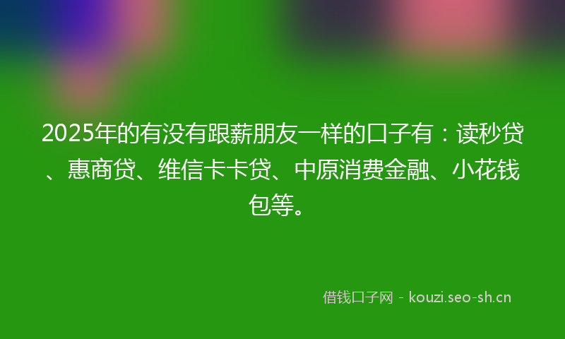 2025年的有没有跟薪朋友一样的口子有：读秒贷、惠商贷、维信卡卡贷、中原消费金融、小花钱包等。