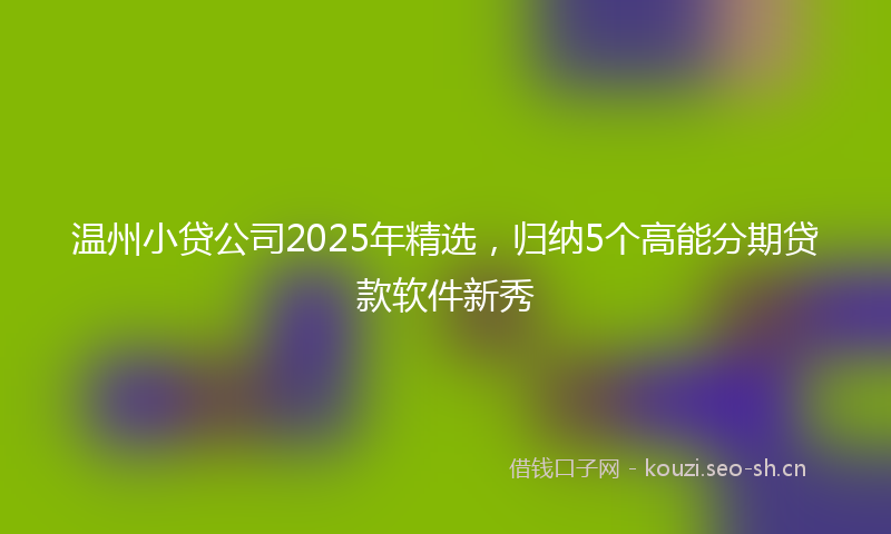 温州小贷公司2025年精选，归纳5个高能分期贷款软件新秀