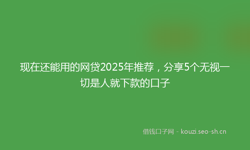 现在还能用的网贷2025年推荐，分享5个无视一切是人就下款的口子
