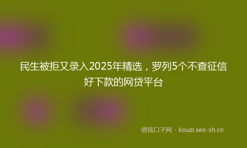 民生被拒又录入2025年精选，罗列5个不查征信好下款的网贷平台