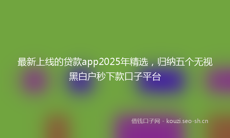 最新上线的贷款app2025年精选，归纳五个无视黑白户秒下款口子平台