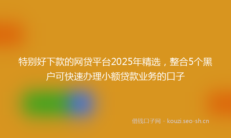 特别好下款的网贷平台2025年精选，整合5个黑户可快速办理小额贷款业务的口子
