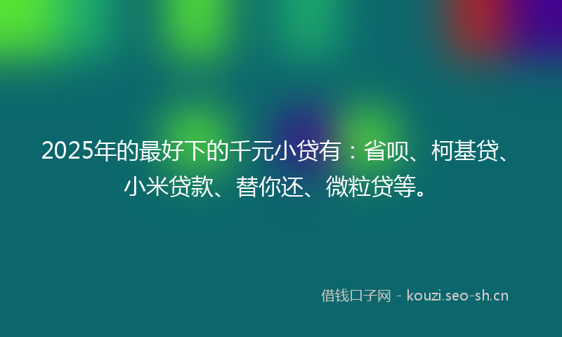 2025年的最好下的千元小贷有：省呗、柯基贷、小米贷款、替你还、微粒贷等。