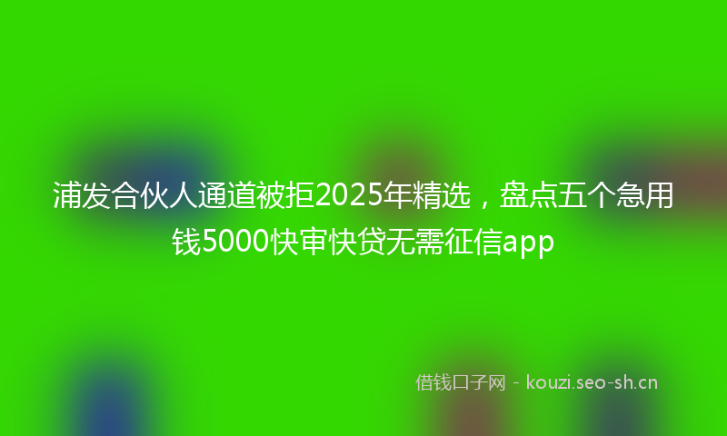 浦发合伙人通道被拒2025年精选,盘点五个急用钱5000快审快贷无需征信app