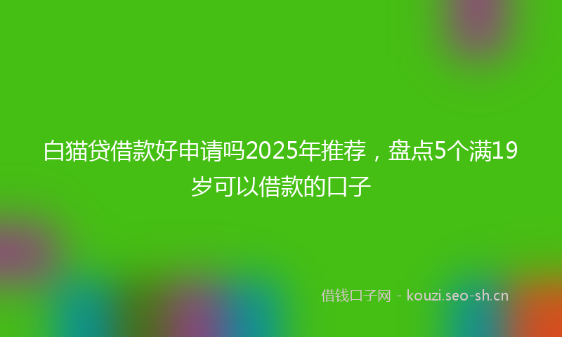 白猫贷借款好申请吗2025年推荐，盘点5个满19岁可以借款的口子